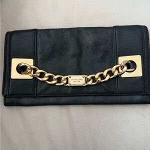 Michael Kors Black Clutch with Gold Chain (Authentic)